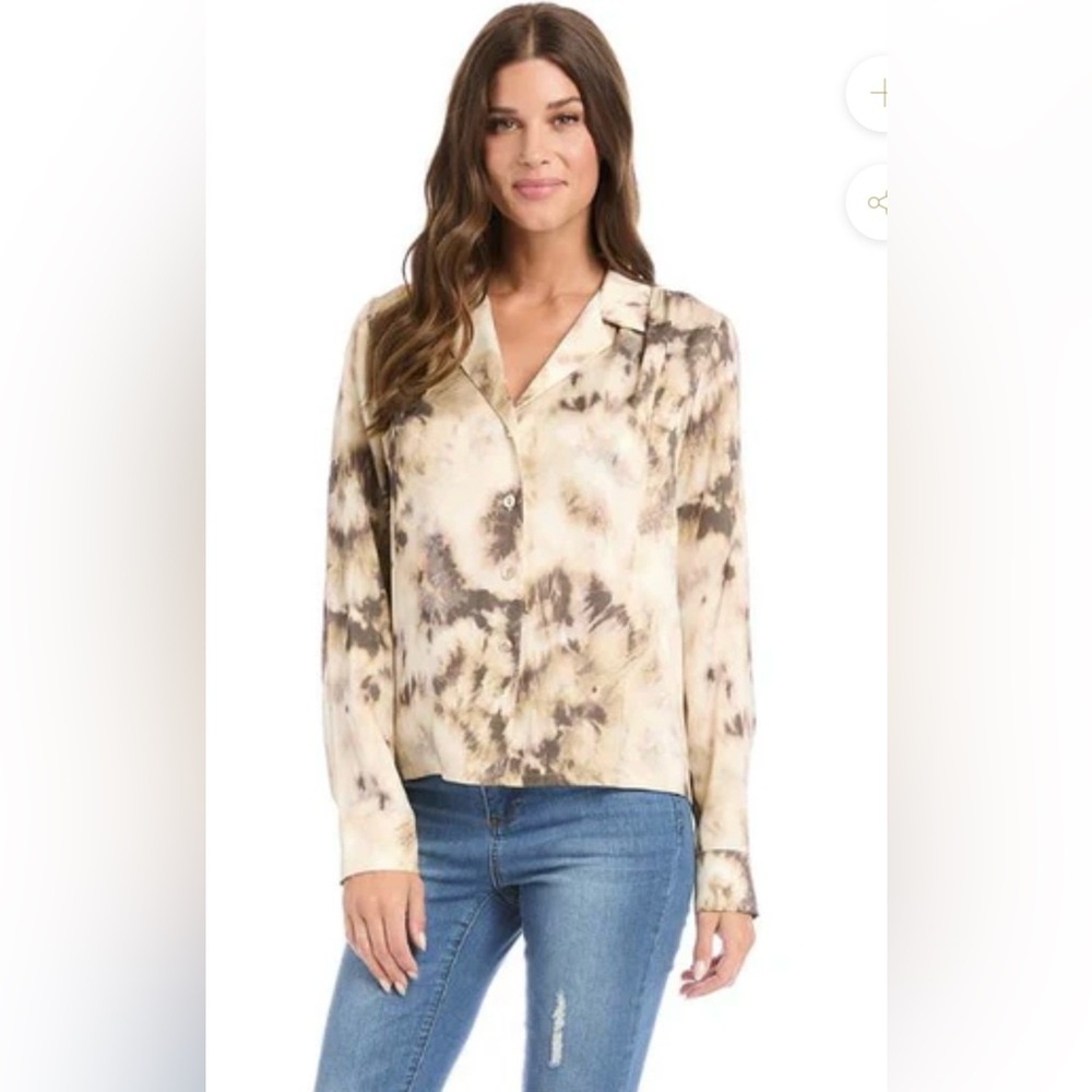 Karen Kane Long Sleeve Button Up Tie Dye Top